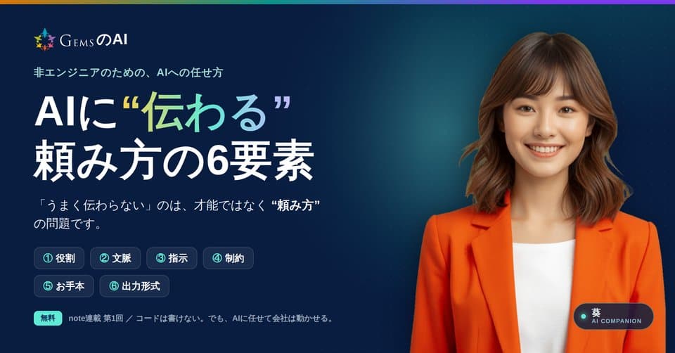 AI Companion Program アイキャッチ(AIに“任せて”仕事を動かす)